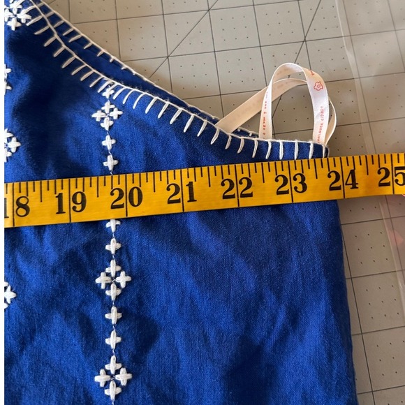 Farm Rio NWT SZXL The Jungle Scarf Blue White Embroidered Halter Maxi Dress Belt - Picture 12 of 16